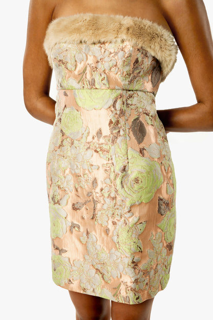 English Rose Brocade Strapless Dress