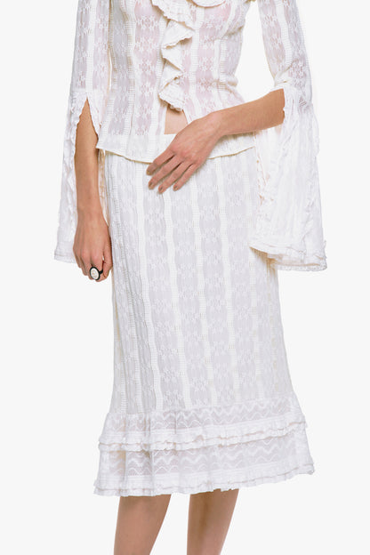 Floral Ruffle Stretch Lace Skirt