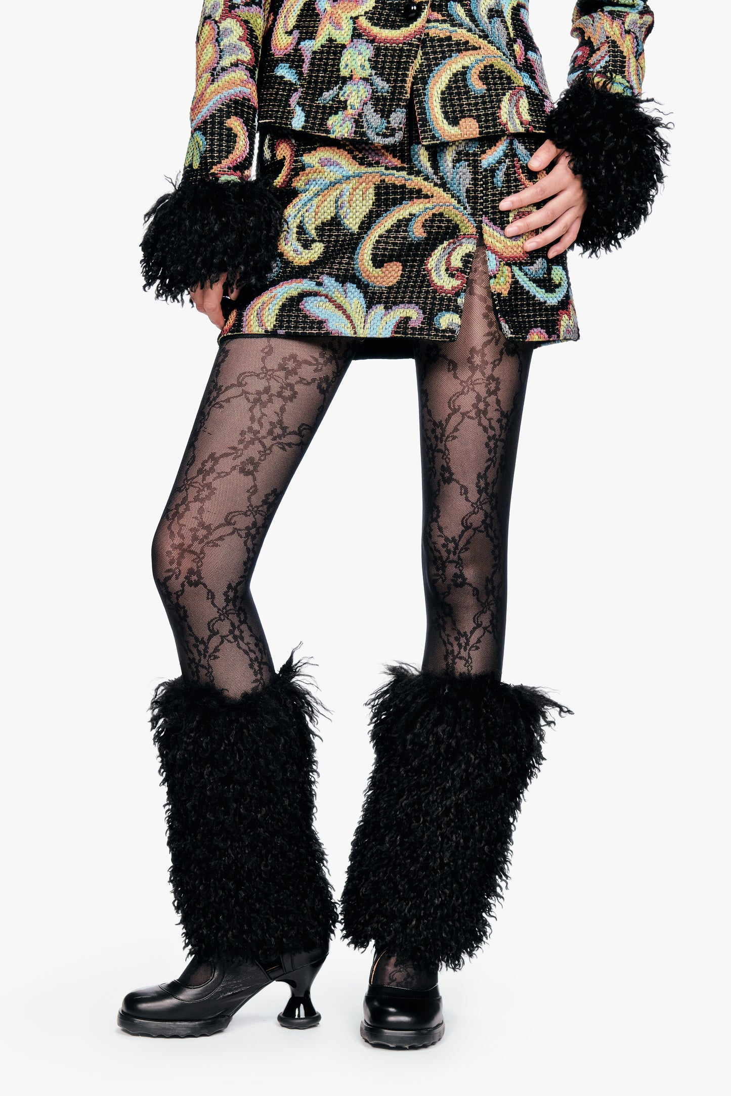 Faux Fur Leg Warmers - Black