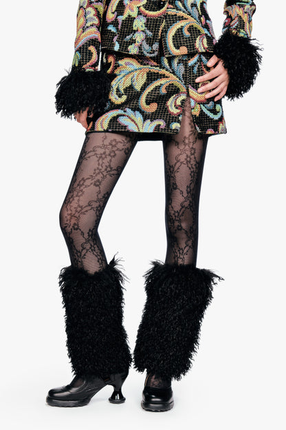 Faux Fur Leg Warmers - Black