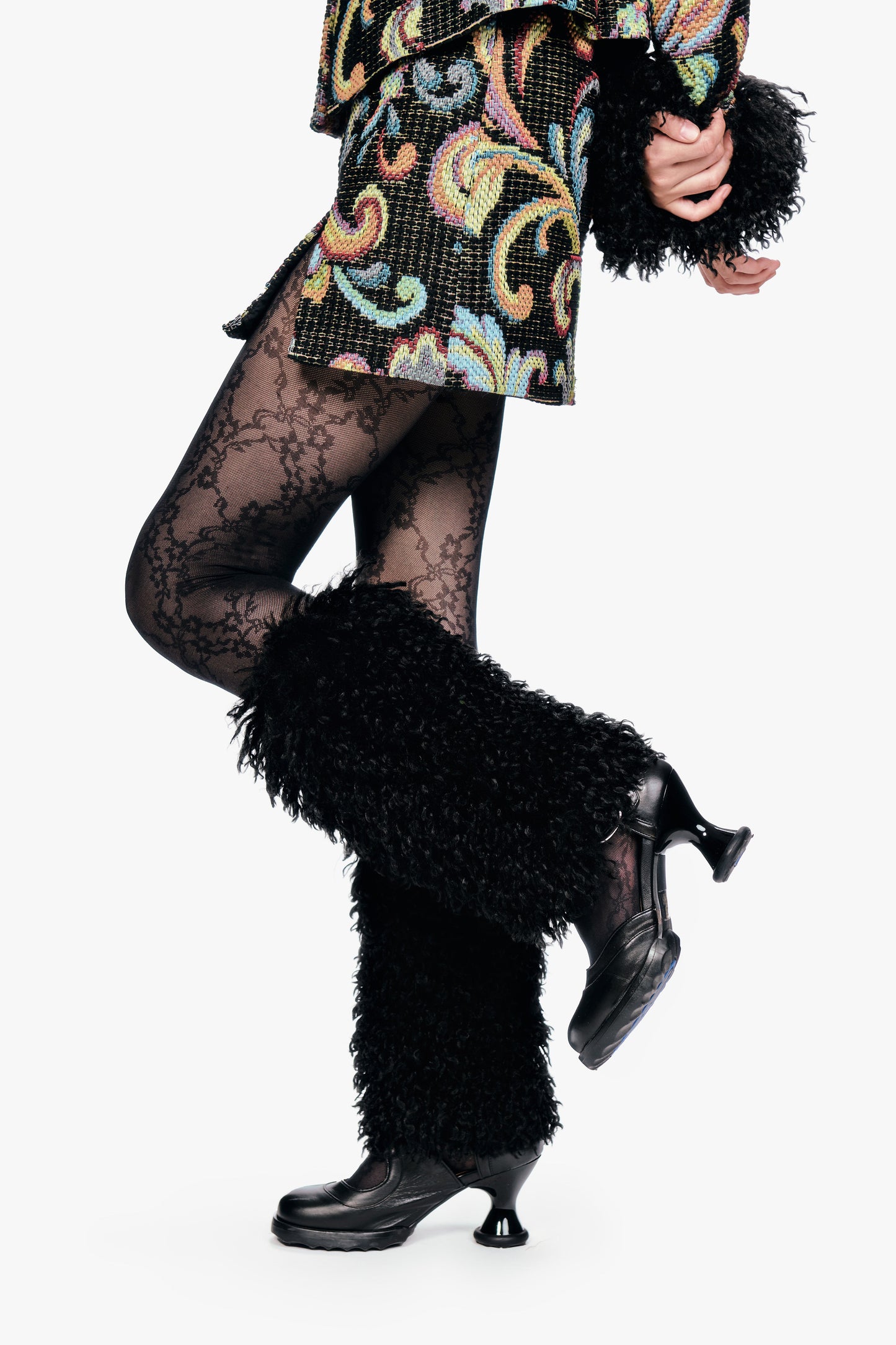 Faux Fur Leg Warmers - Black