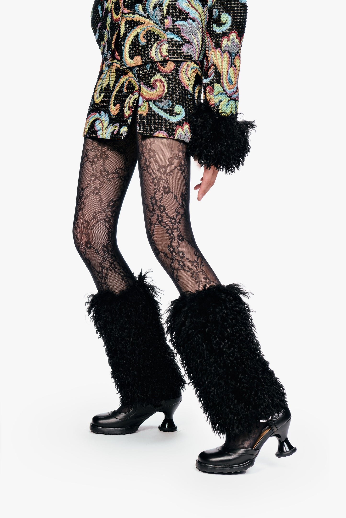 Faux Fur Leg Warmers - Black