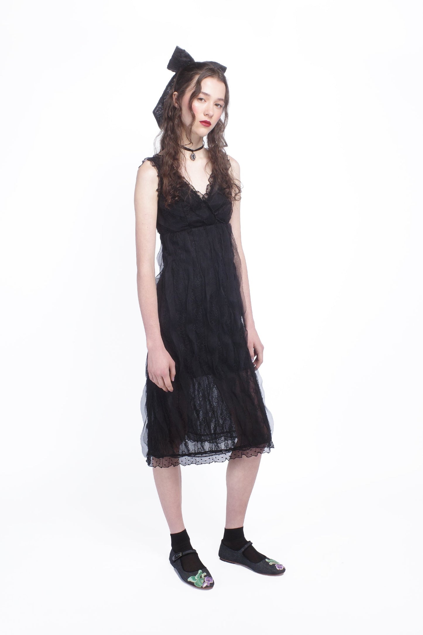 Black Combo Sleeveless Lace Dress Anna Sui Black Combo Sleeveless Lace Dress Anna Sui