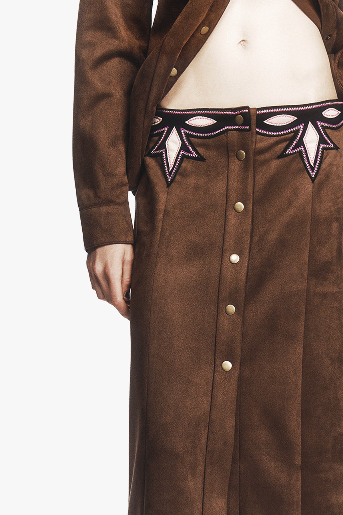 Faux Suede Appliqué Skirt