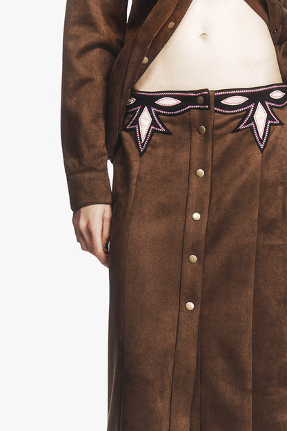 Faux Suede Appliqué Skirt