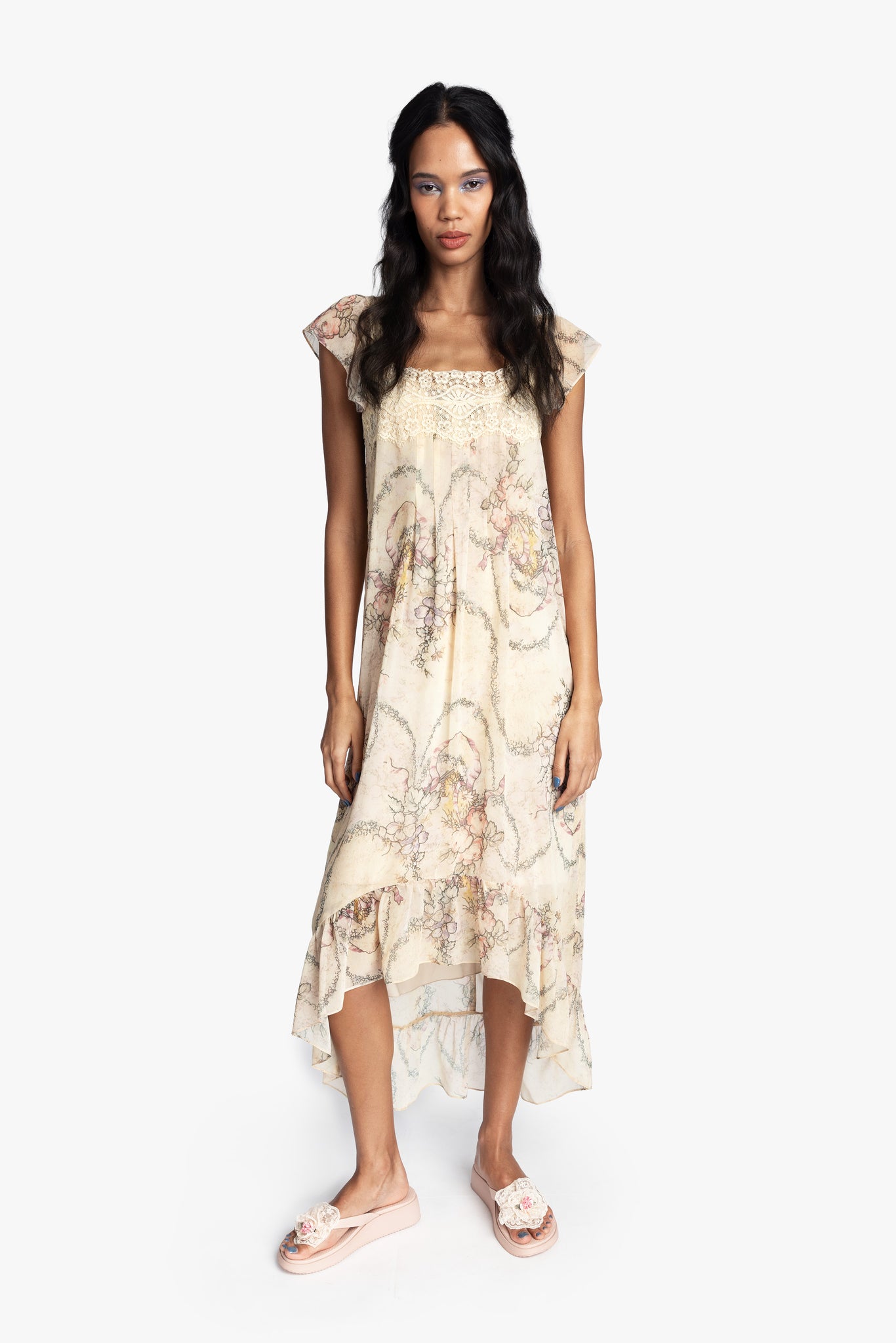Spirit Bloom Chiffon Ruffle Dress