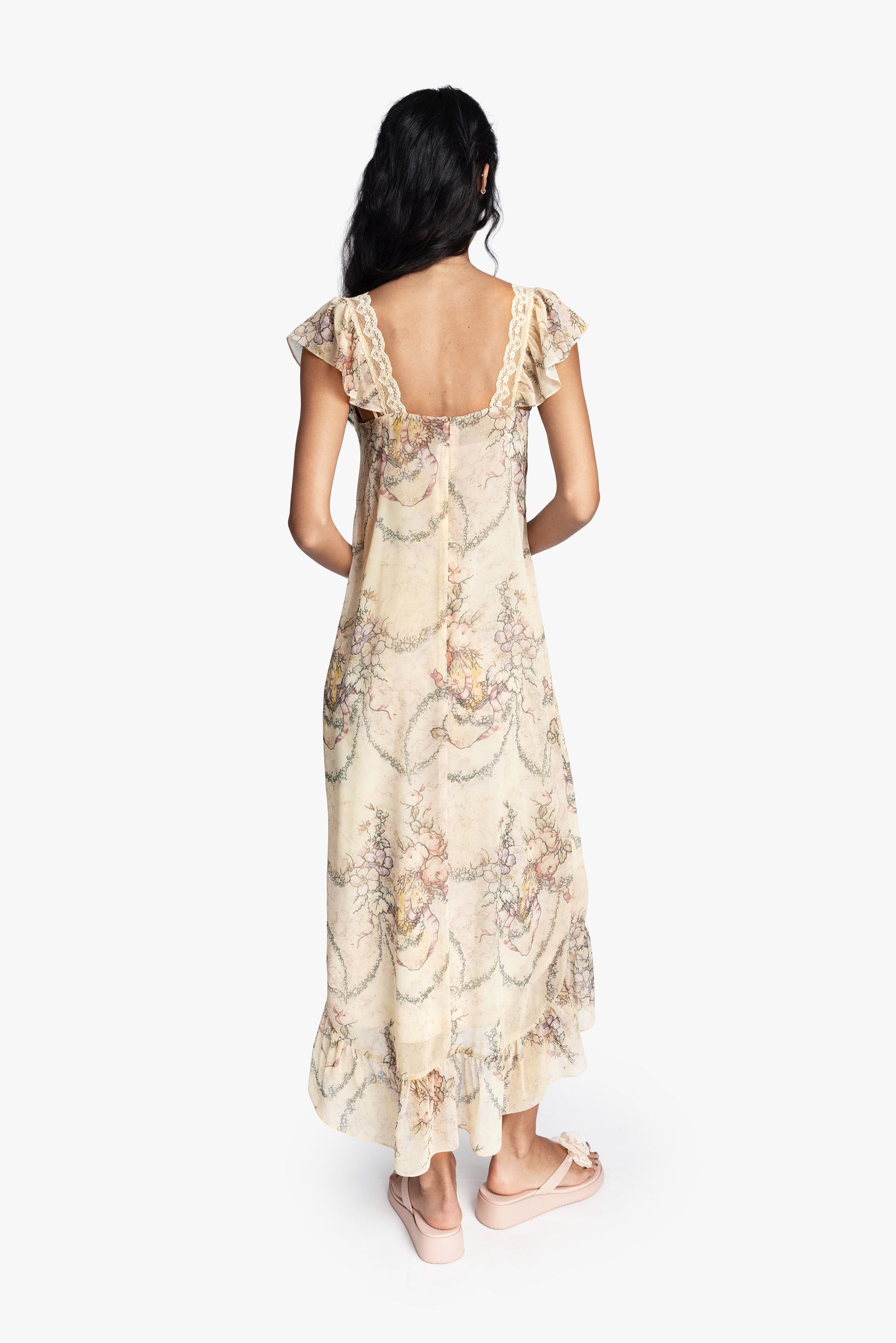 Spirit Bloom Chiffon Ruffle Dress