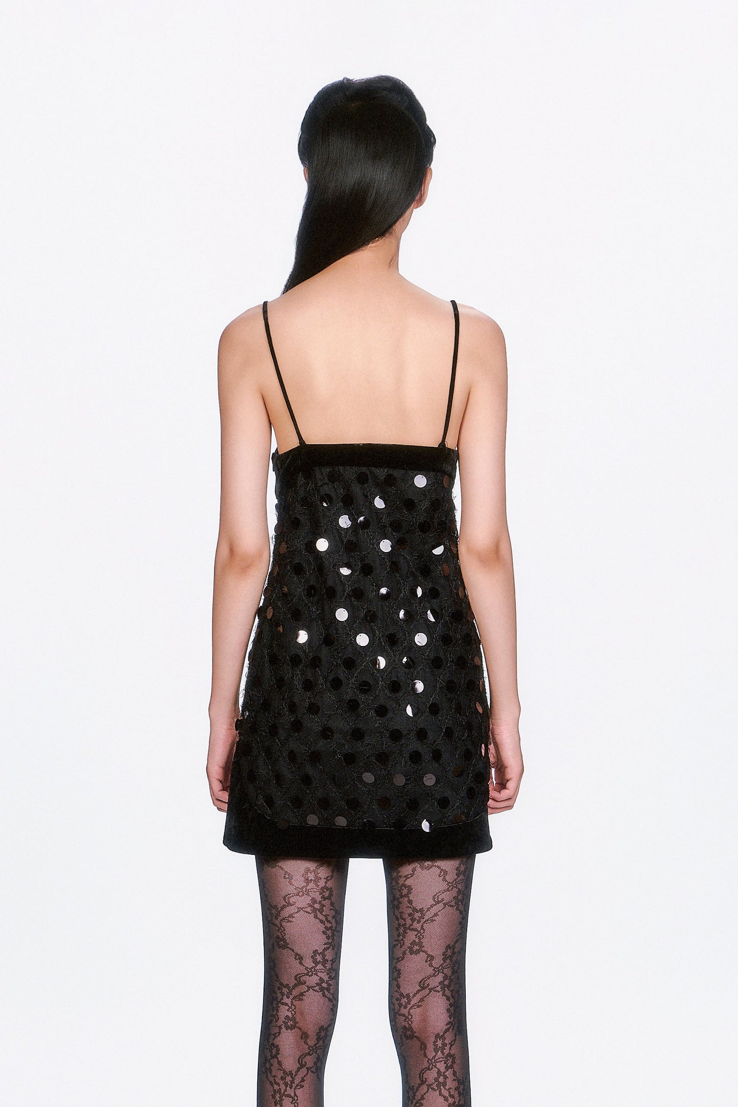 Mesh Paillettes Mini Dress
