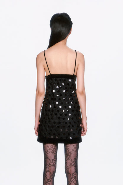 Mesh Paillettes Mini Dress