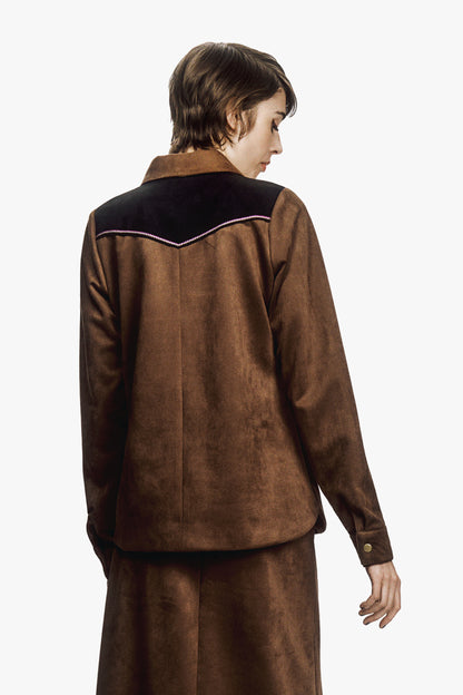 Faux Suede Appliqué Overshirt