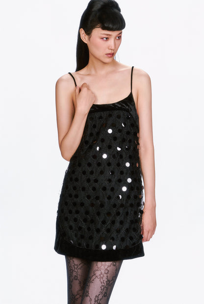 Mesh Paillettes Mini Dress