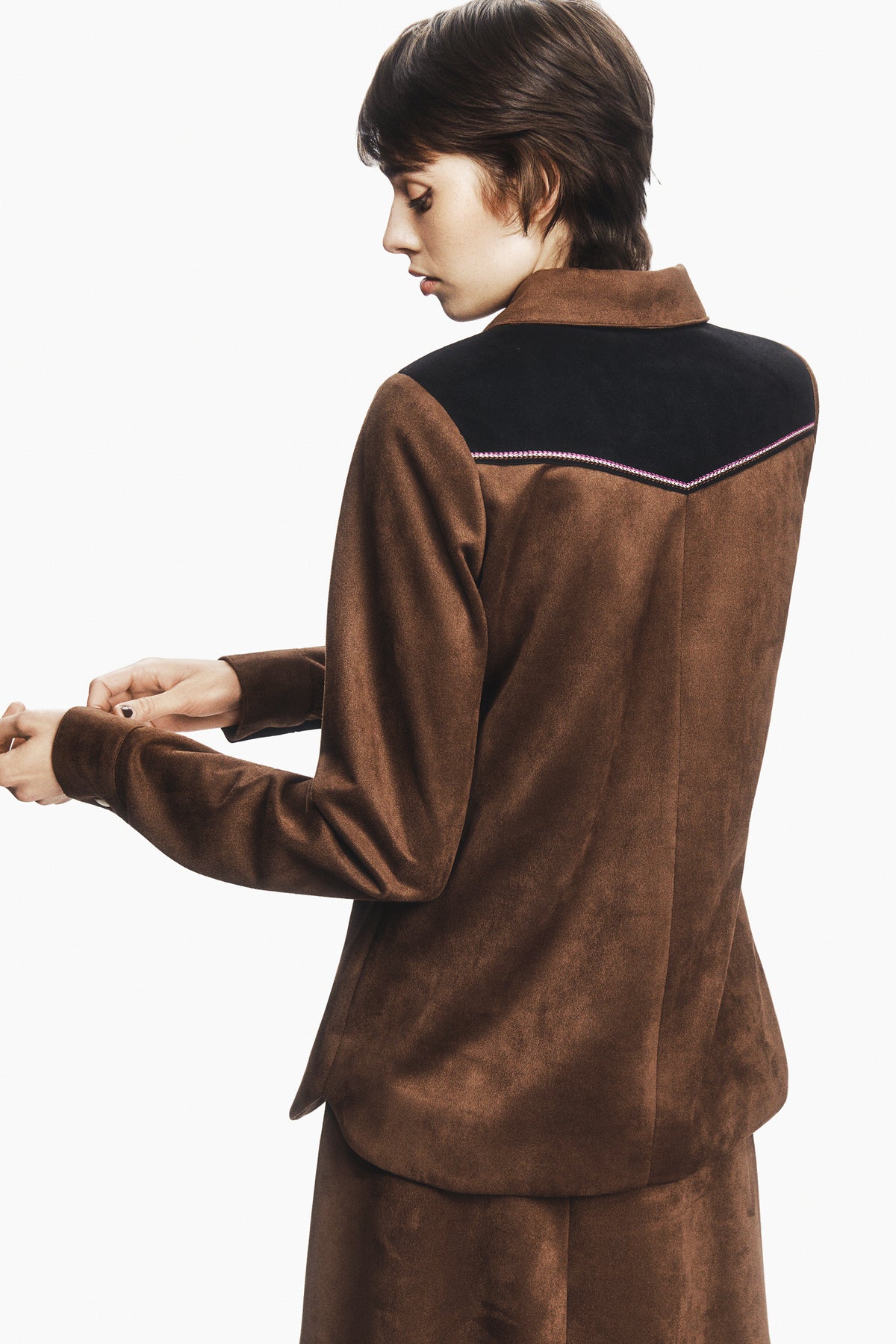 Faux Suede Appliqué Overshirt