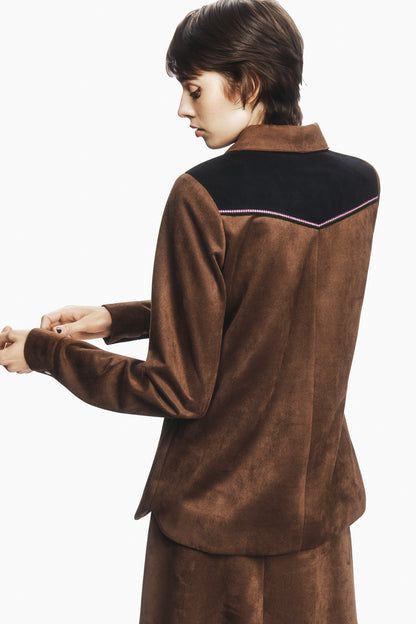 Faux Suede Appliqué Overshirt