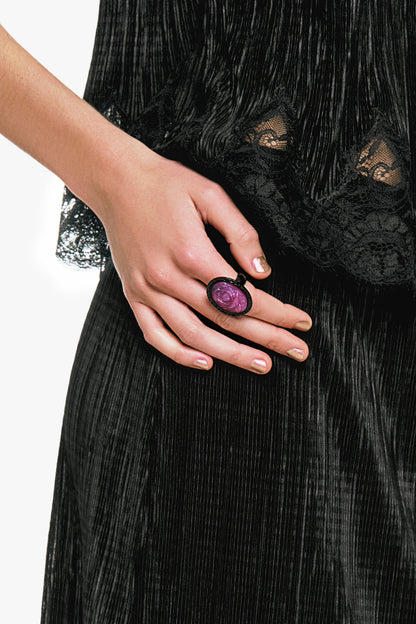 Carved Rose Ring - Dusty Rose