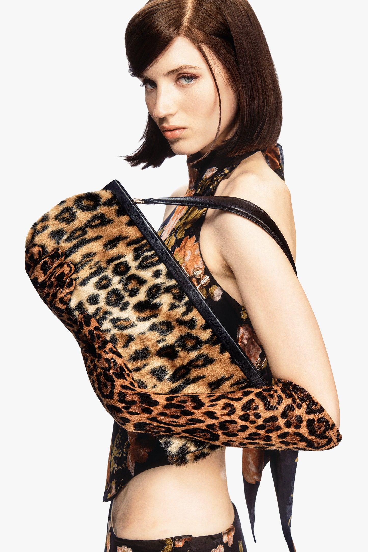 Leopard Knit Gloves