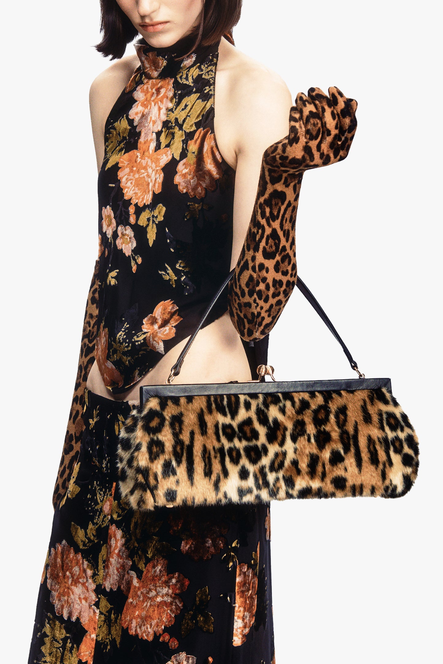 Leopard Knit Gloves
