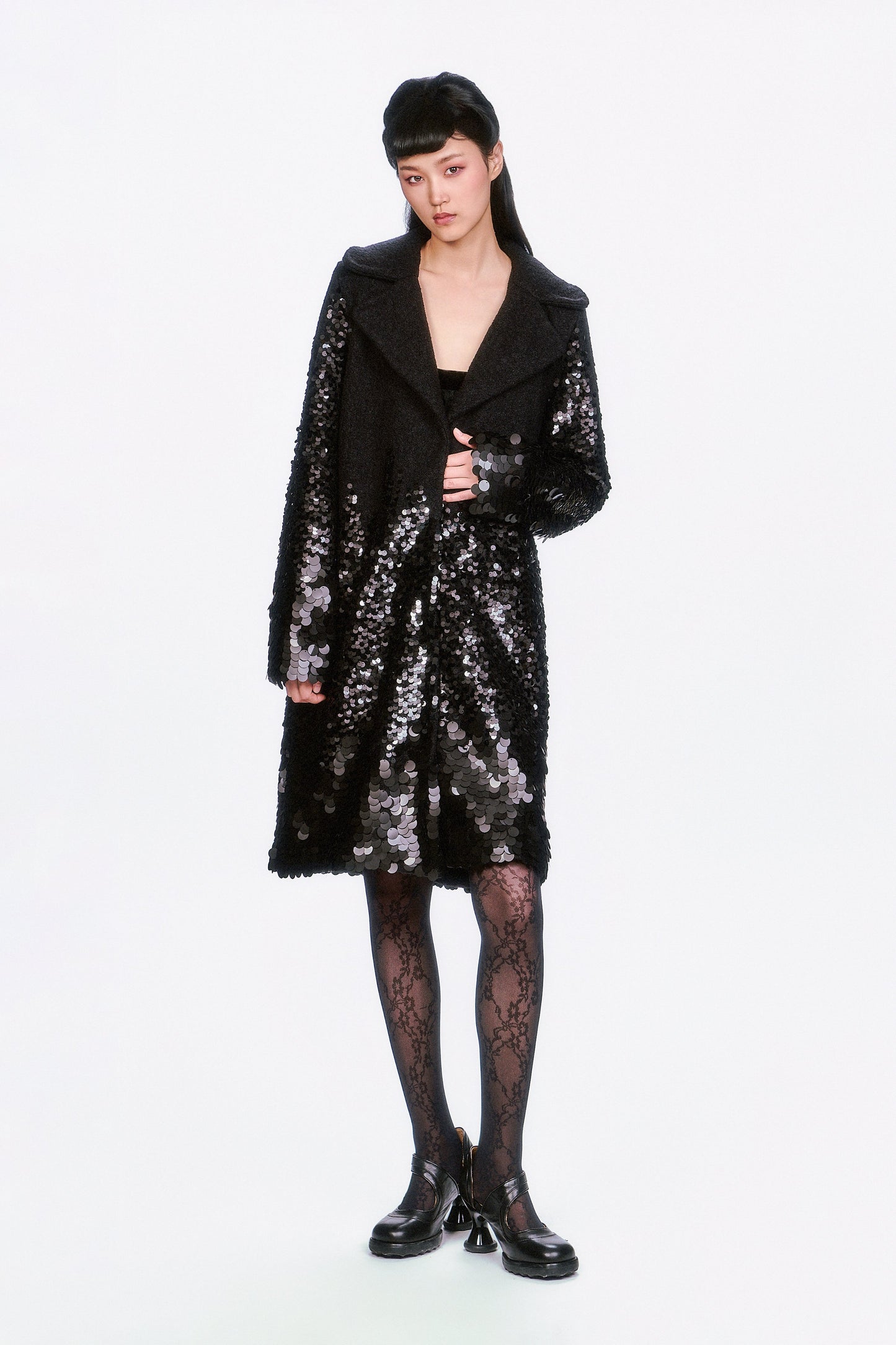 Paillettes Wool Coat
