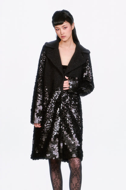 Paillettes Wool Coat