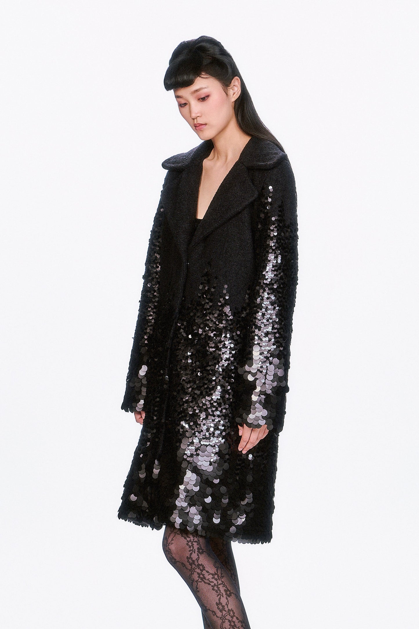 Paillettes Wool Coat