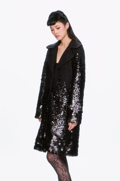 Paillettes Wool Coat