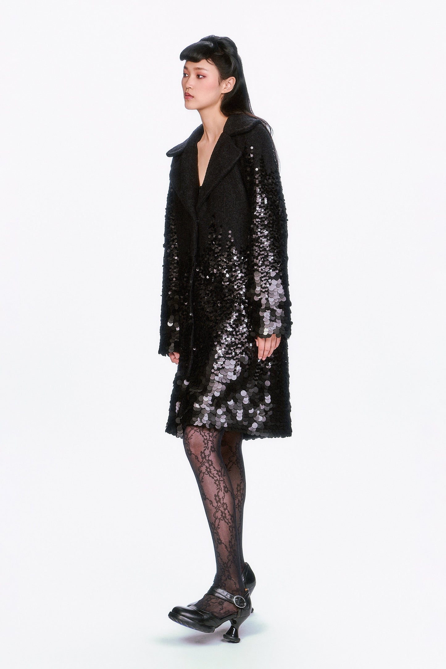 Paillettes Wool Coat