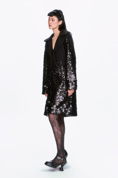 Paillettes Wool Coat