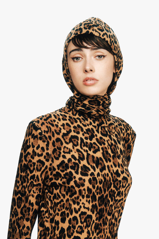Leopard Knit Balaclava