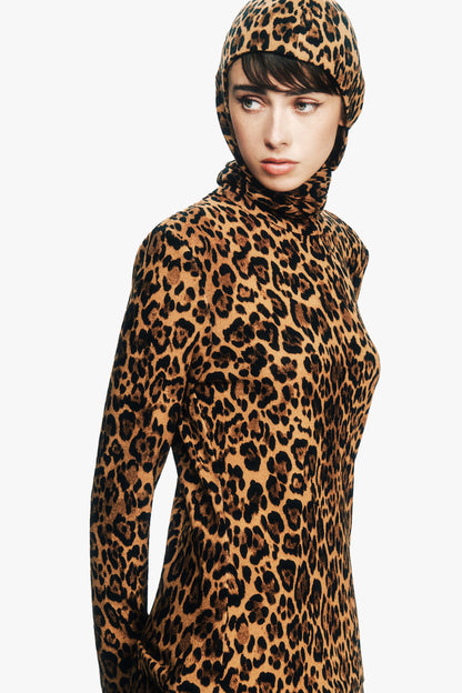 Leopard Knit Balaclava