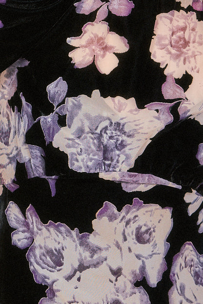 Detail of the Cabbage Rose Devoré Maxi Dress floral design.