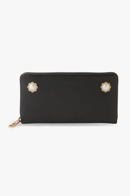 Black Retro Button Wallet