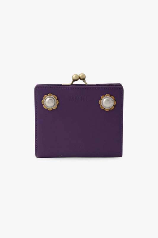 Purple Retro Button Small Wallet