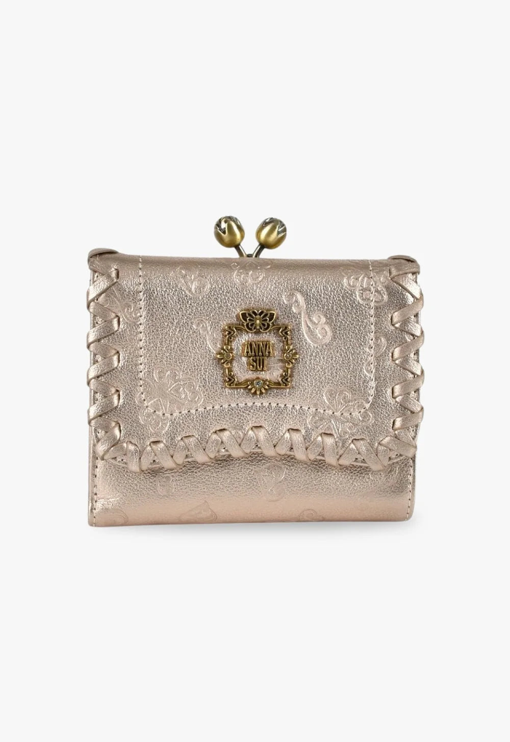 Butterfly Kiss-Lock Bifold Wallet- Champagne