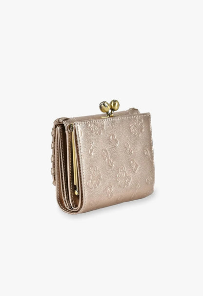 Butterfly Kiss-Lock Bifold Wallet- Champagne