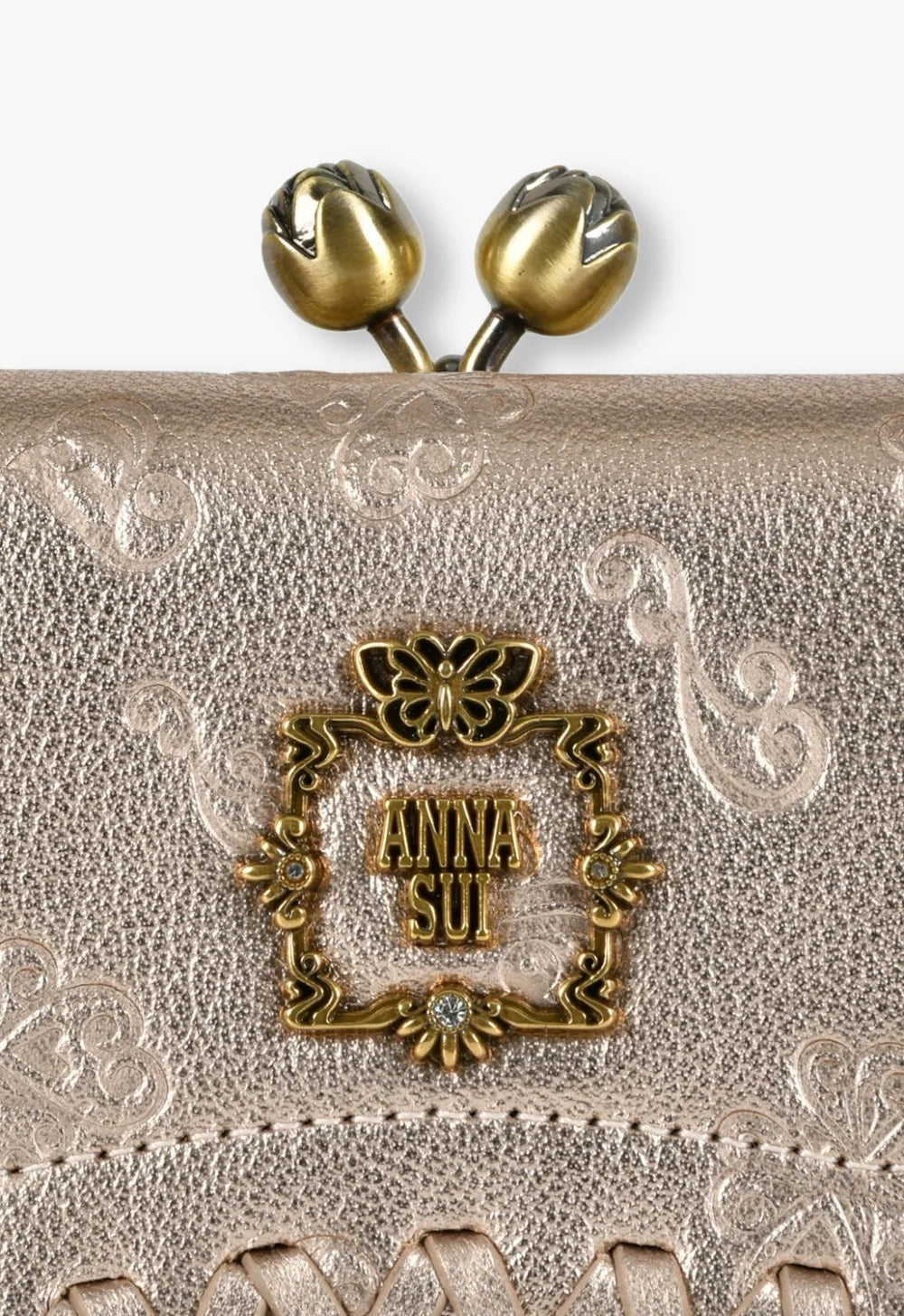 Butterfly Kiss-Lock Bifold Wallet- Champagne