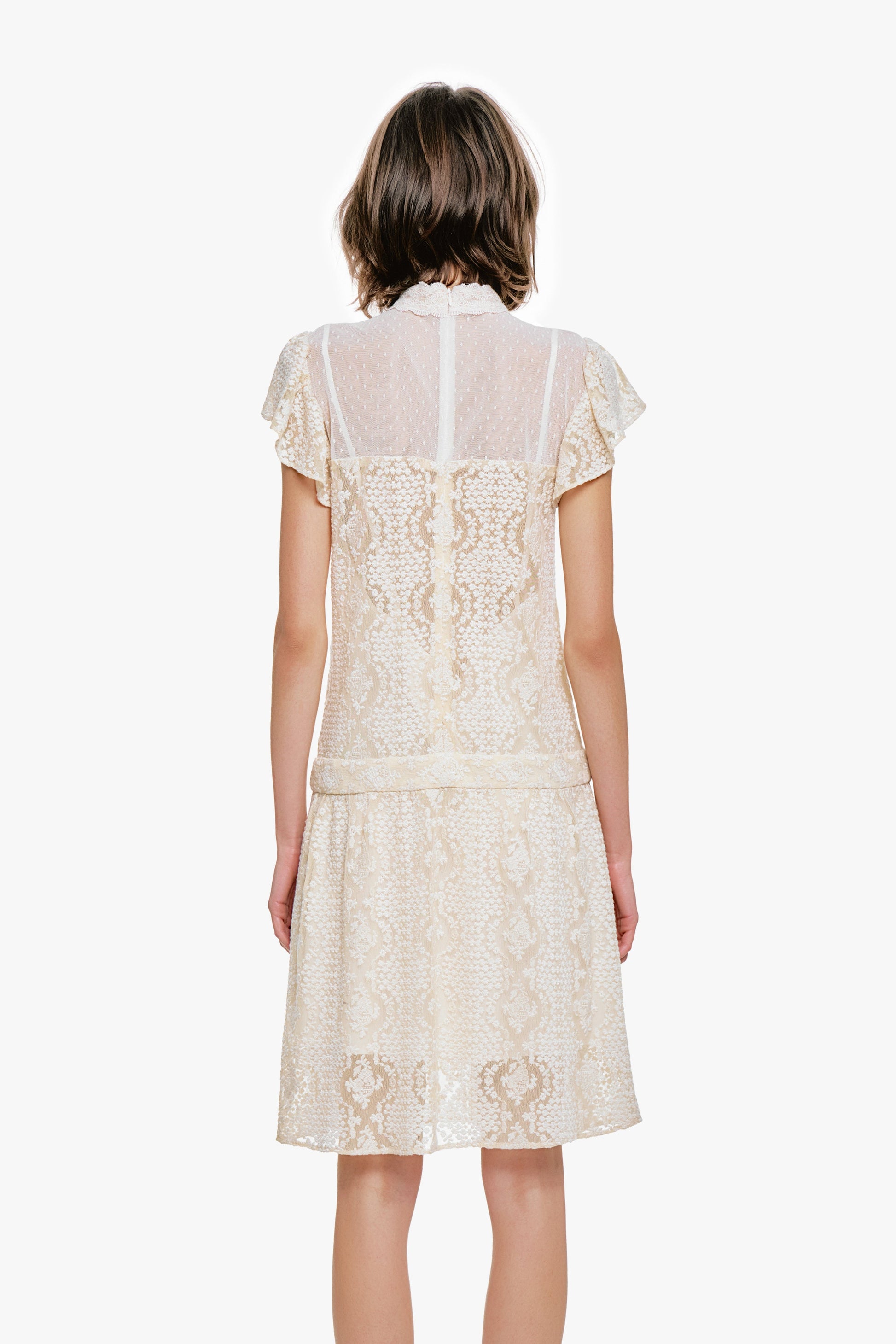 Anna Sui Victorian Lace Combo Drop Waist Dress - Ivory Anna Sui Victorian Lace Combo Drop Waist Dress - Ivory