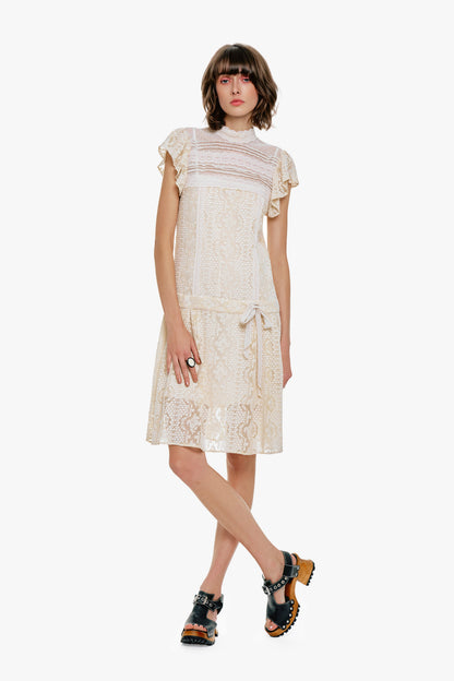 Anna Sui Victorian Lace Combo Drop Waist Dress Anna Sui Victorian Lace Combo Drop Waist Dress