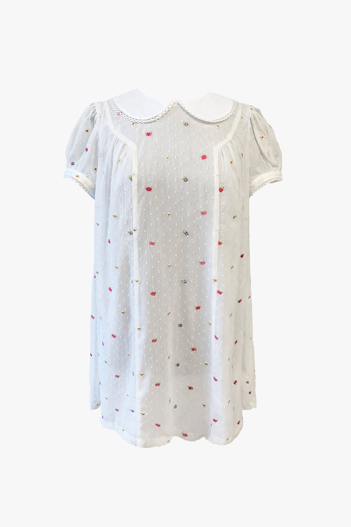 Floral Swiss Dot Babydoll Dress- Sample