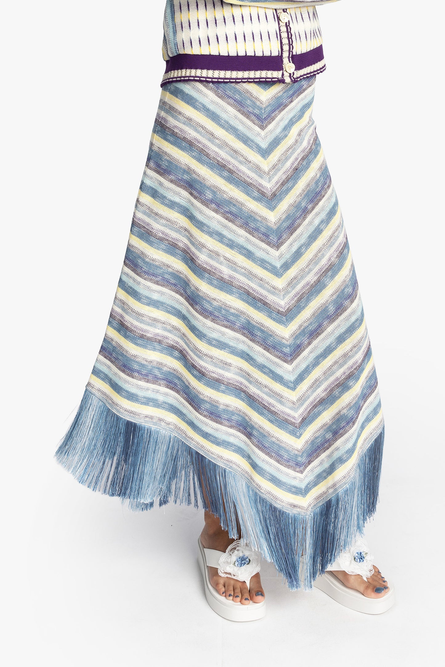 Serape Knit Fringe Skirt
