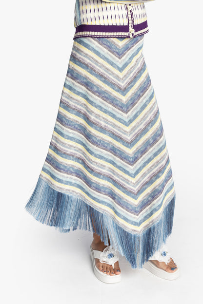Serape Knit Fringe Skirt