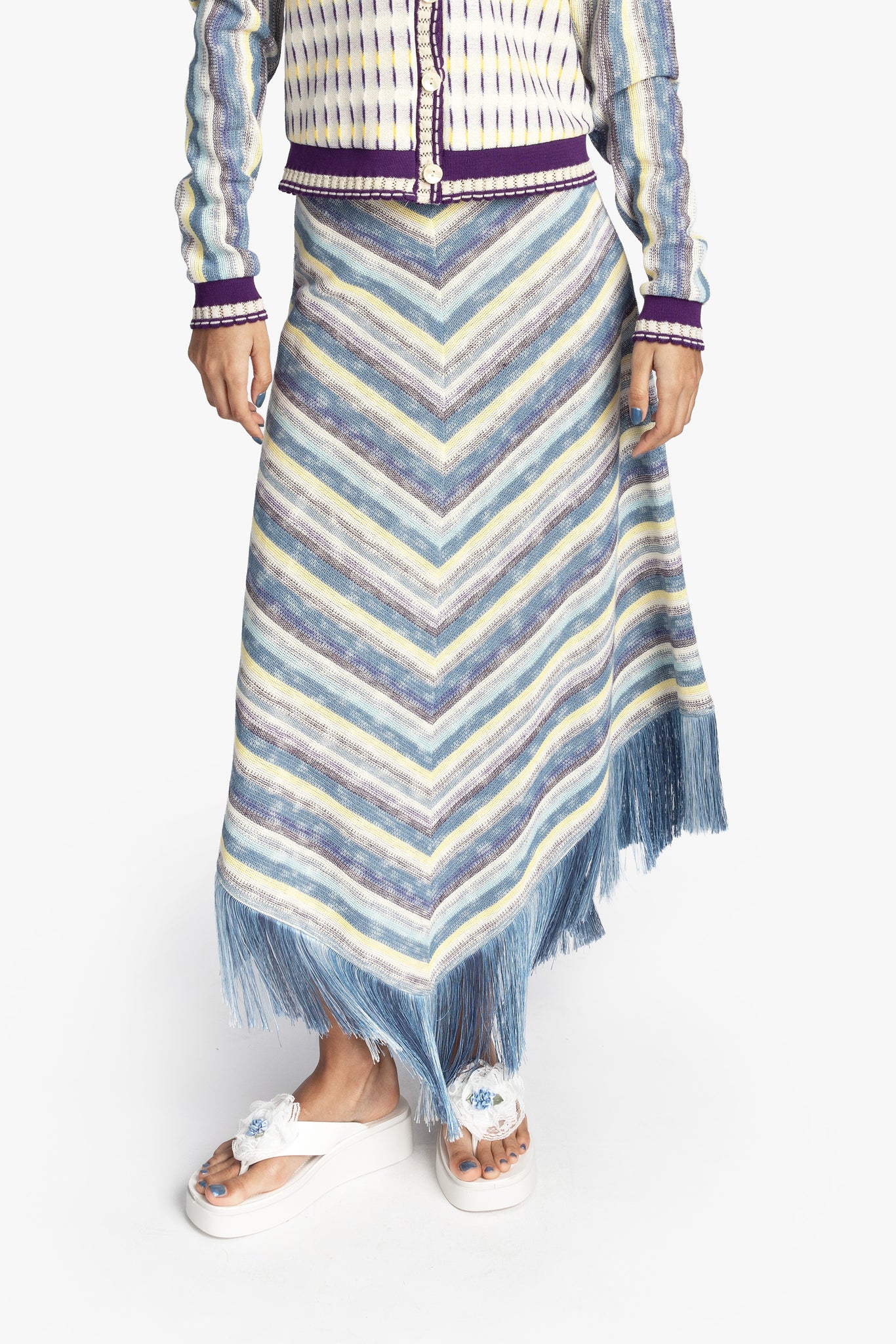 Serape Knit Fringe Skirt