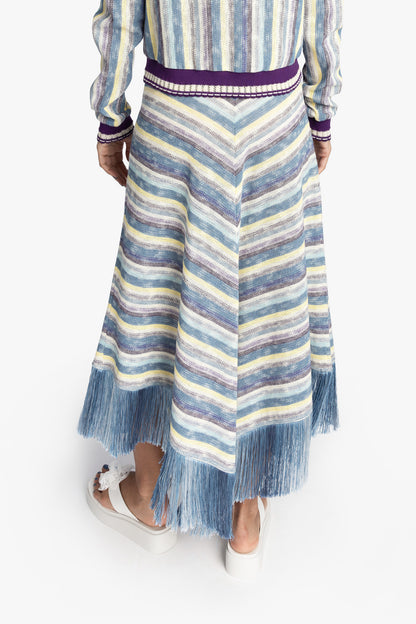 Serape Knit Fringe Skirt