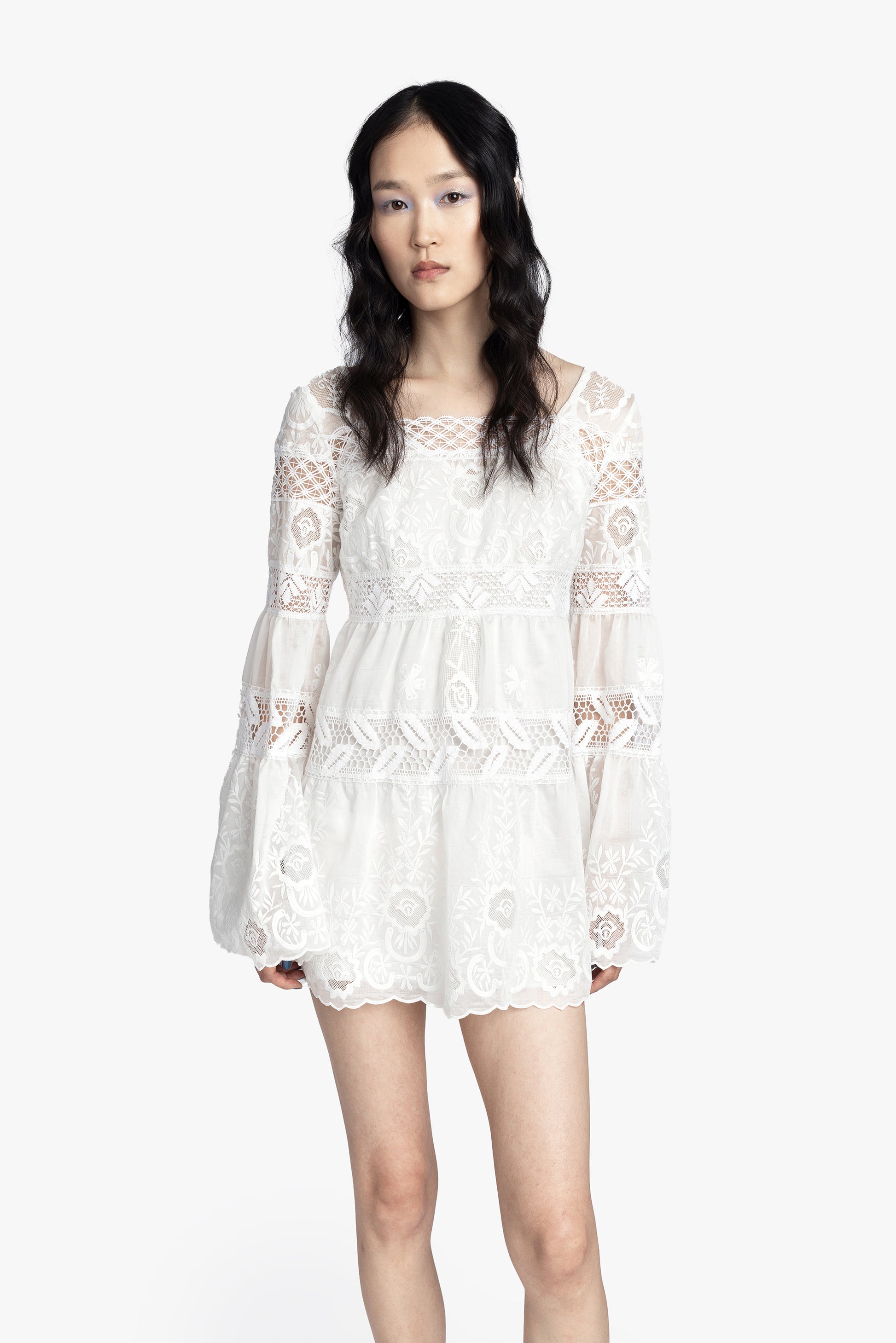 Anna Sui Women's Cottage Rose Lace Mini Dress - White - Size 0 Anna Sui Women's Cottage Rose Lace Mini Dress - White - Size 0