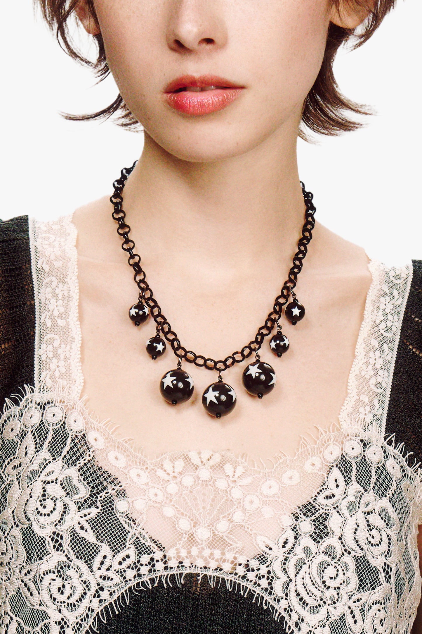 Star Ball Statement Necklace - Black