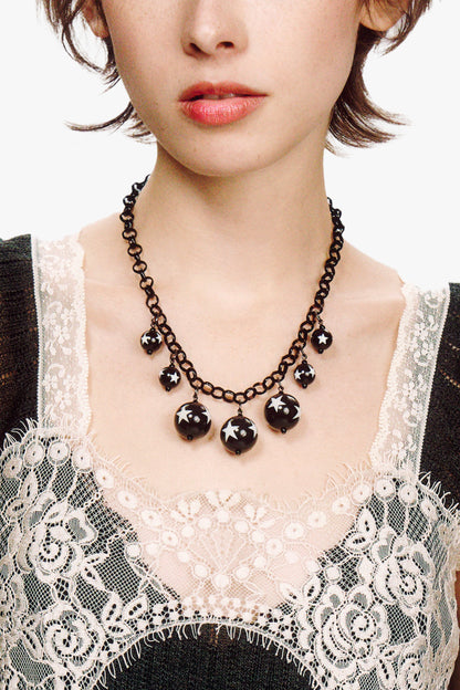 Star Ball Statement Necklace - Black