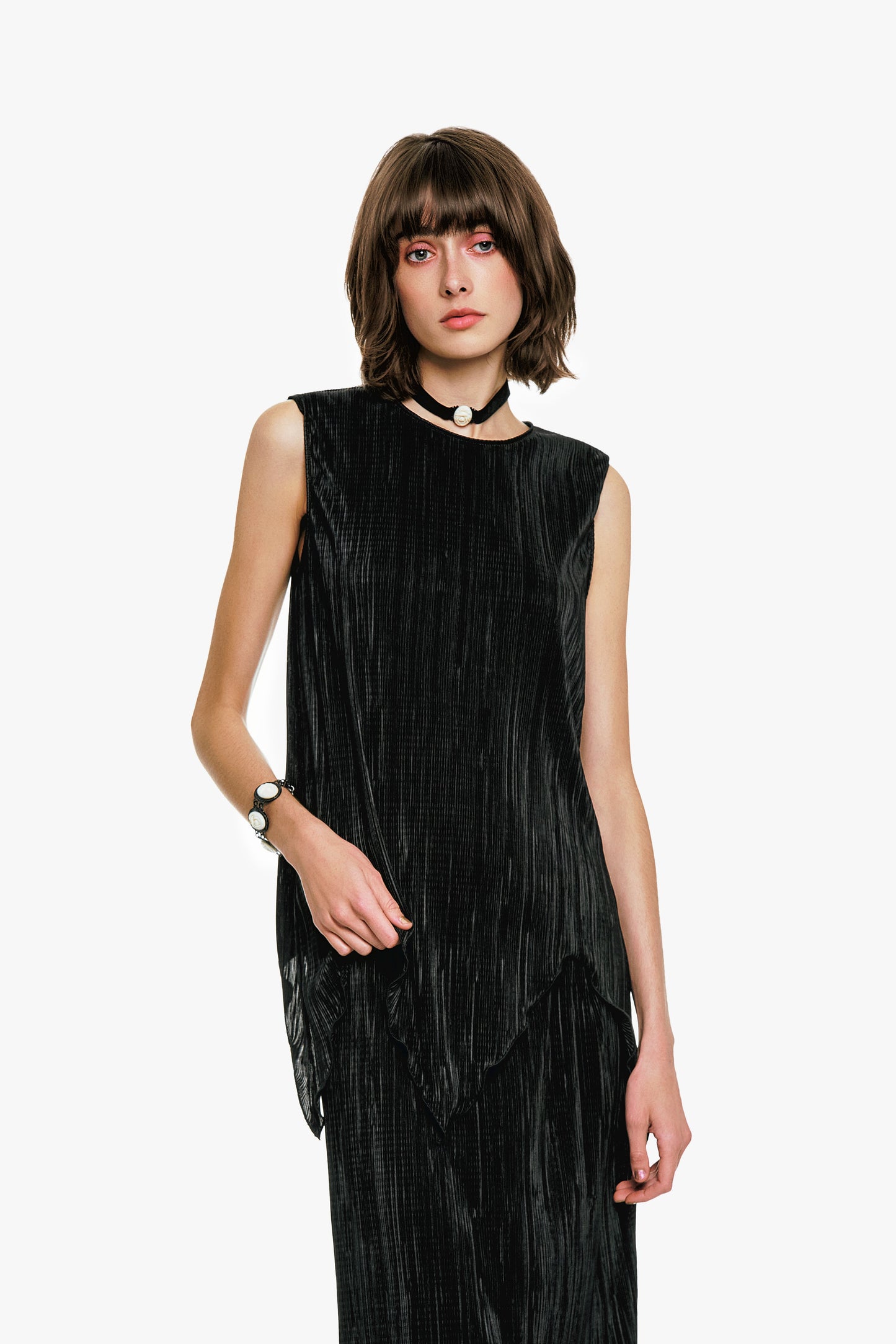 Plissé Sleeveless Top