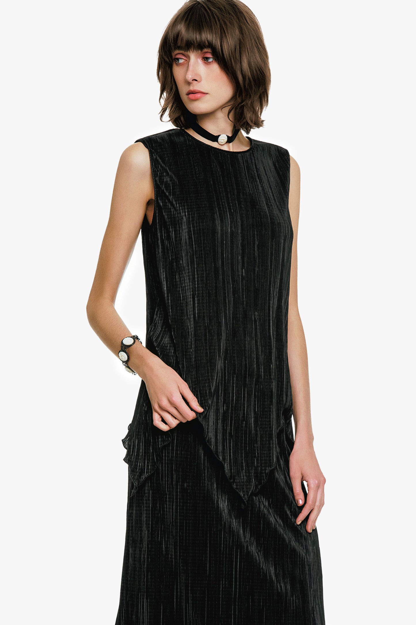 Plissé Sleeveless Top
