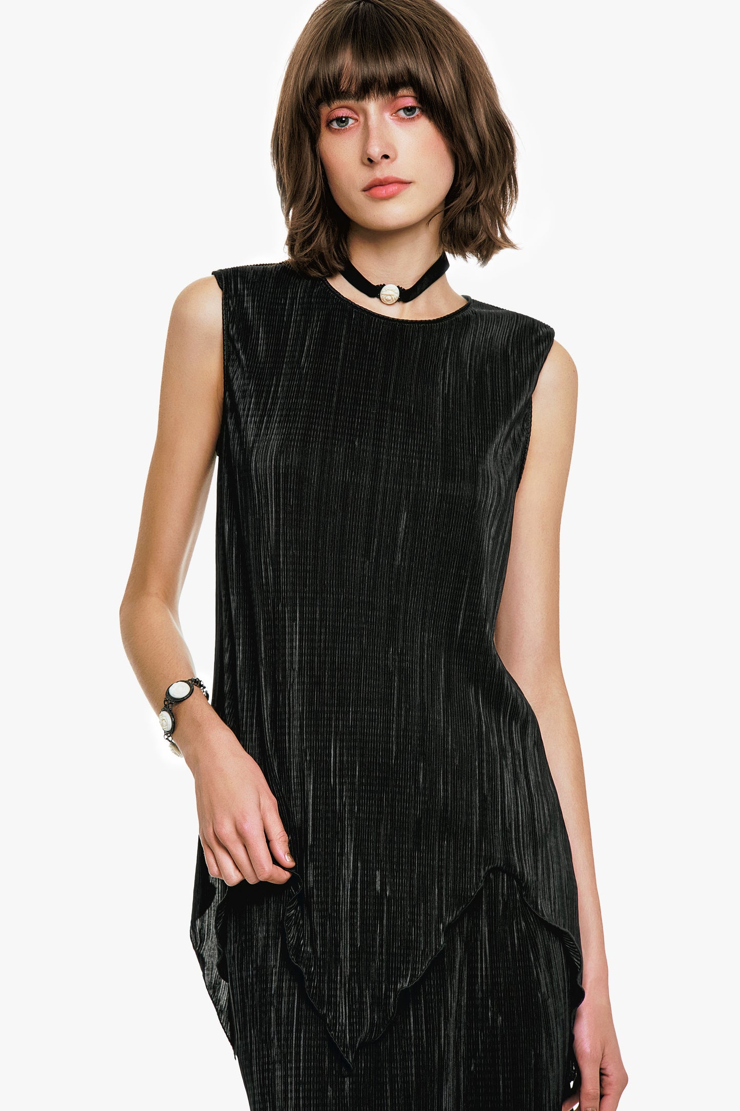 Plissé Sleeveless Top