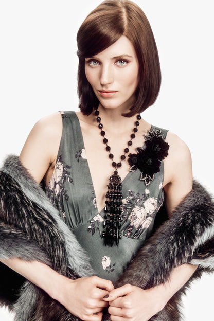 Anna Sui x Erickson Beamon Beaded Tassel Necklace - Black