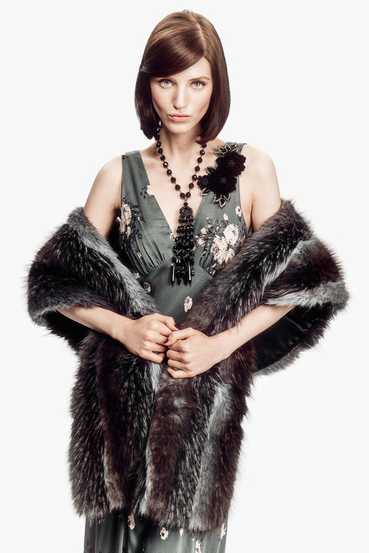 Charcoal Faux Fur Shawl