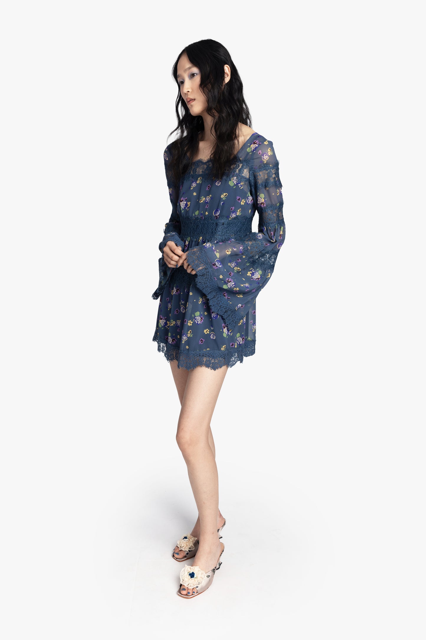 Night Blooming Chiffon Dress